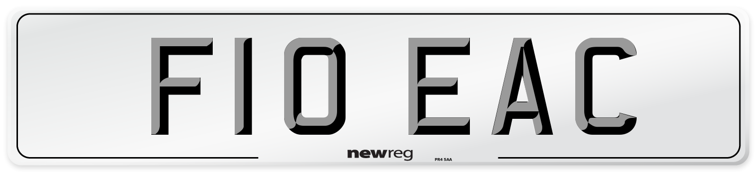 F10 EAC Number Plate from New Reg